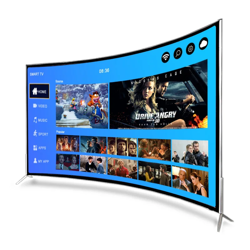 Televisor Inteligente Android para Juegos, Curvo, 4K UHD, 55 65 75 85 Pulgadas, Venta al Por Mayor a Precio Económico, Proveedor de Televisores Inteligentes