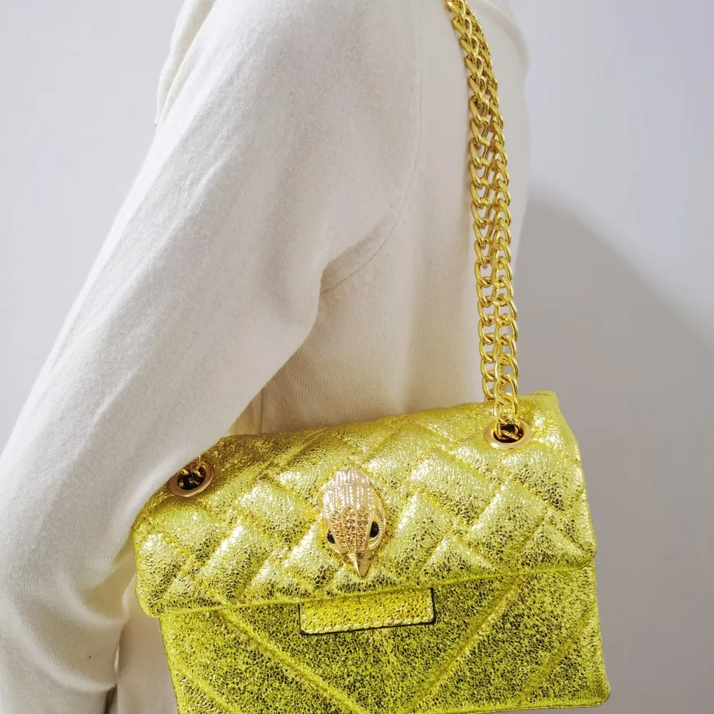 Luxury Design Shiny Glitter Mini Golden Women Handbag Shinny Sequin Quilted Fashion Cross Body Bag