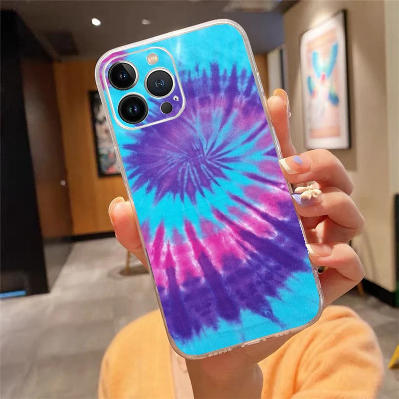 

Phone Case For iphone 17 16 Pro Max 17 Air 15 14 13 Pro Max 15 16 Pro 15Plus Tie Dye Pattern Batik Rainbow
