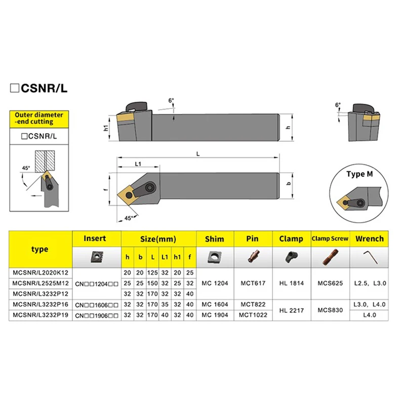 Intlshaft MCSNR2020K12 MCSNR2525M12 External Turning Tool Holder MCSNR1616H12 CNMG Carbide Inserts MCSNR Lathe Cutting Tools Set