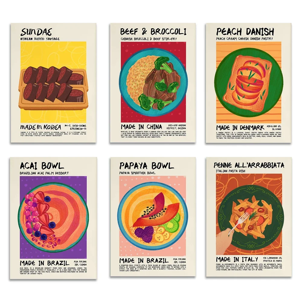 معكرونة، معجنات الدنماركية الخوخية، سوزو، لحم البقر، البقري، وعاء عصير التوت، الحلوى، نقانق الدم، ملصق الطعام الآسيوي الكوري