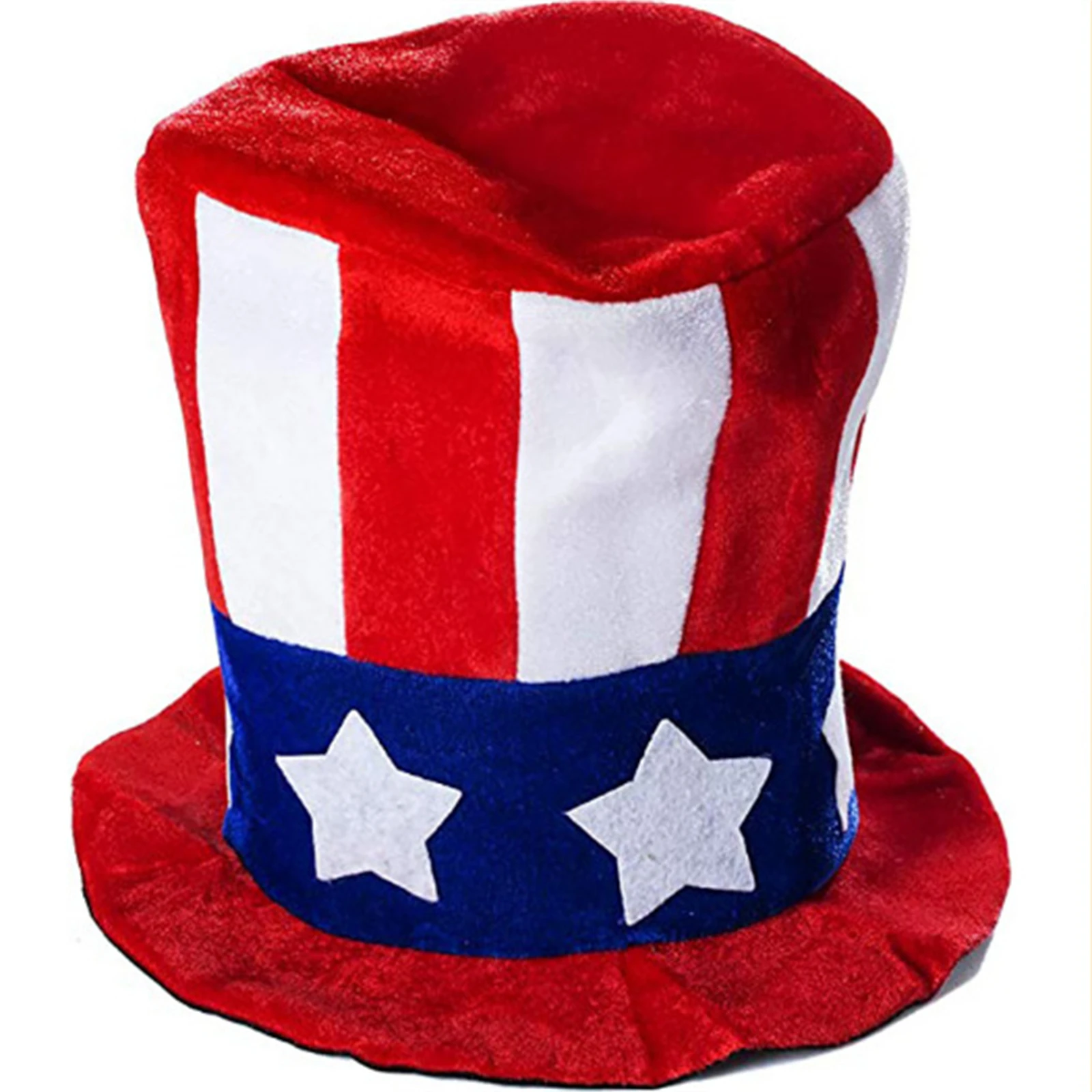 

Flag Hat American Independence Day Flag Hat 4th Of July Red Top Striped Hat Memorial Day Flag High Hat Costume Accessories