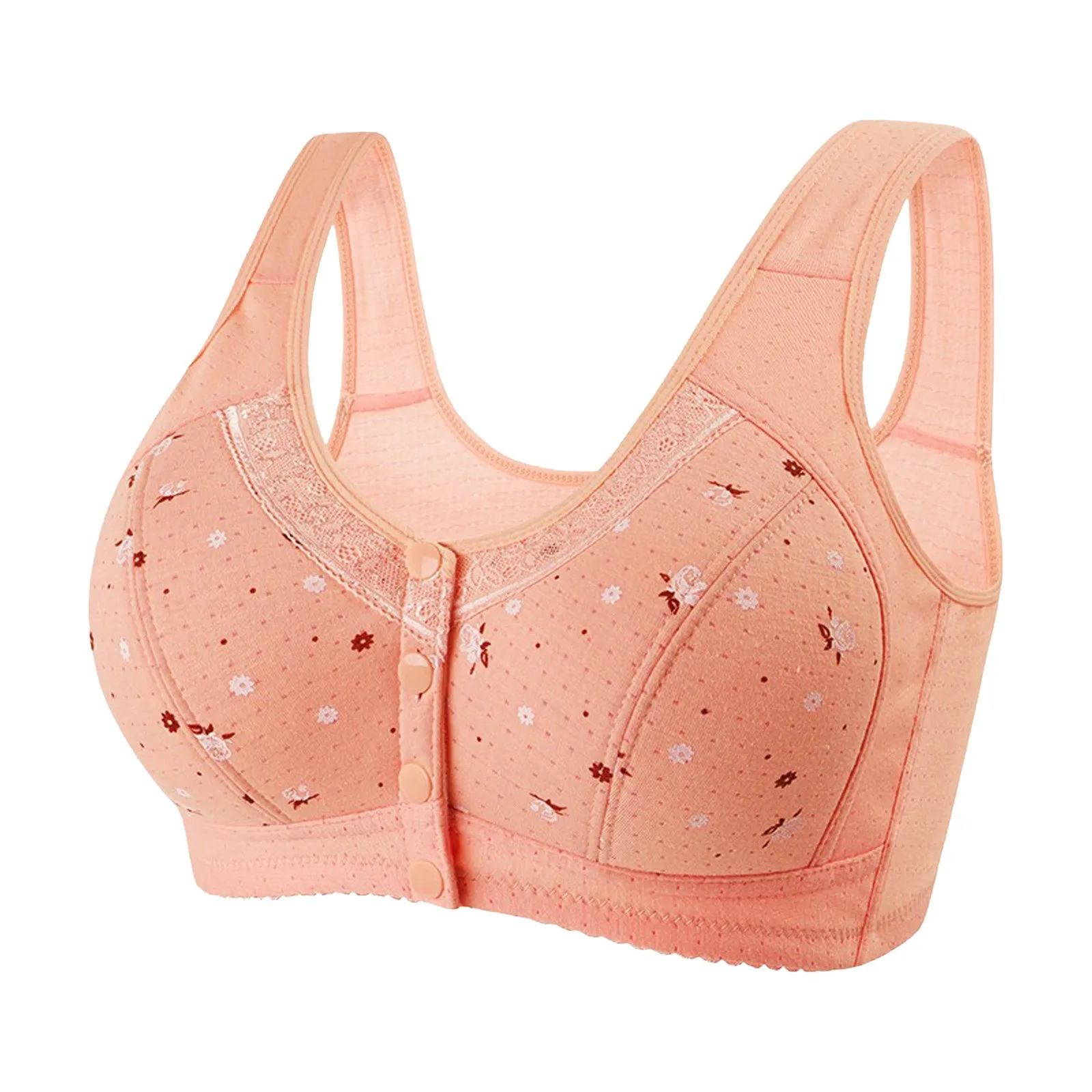 Women's Front Side Buckle Lace Edge Without Steel Ring Movement Seamless Gathering Sports Bras for Women Non Removable Pads