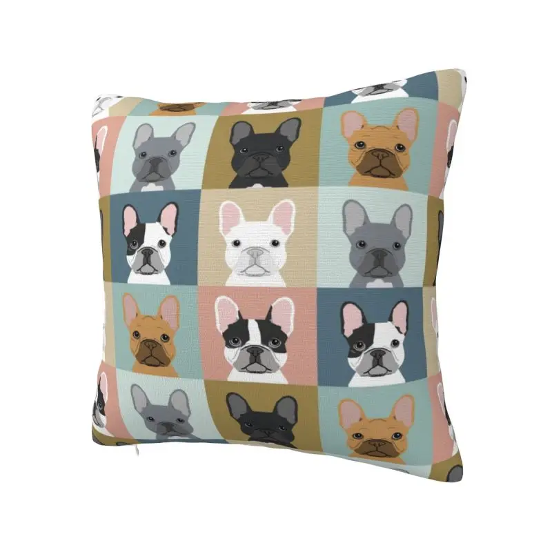 Custom  French Bulldog Portraits Pattern Throw Pillow Cover Decoration Square Frenchie Dog Lover Cushion Cover Pillowcover