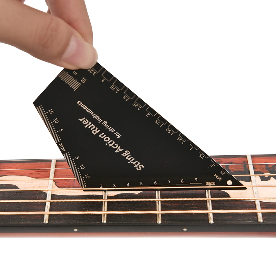 أوتار جيتار من الفولاذ المقاوم للصدأ مسطرة ارتفاع الحركة تسوية الجيتار 2 في 1 أداة Luthier للجيتار القيثارة باس