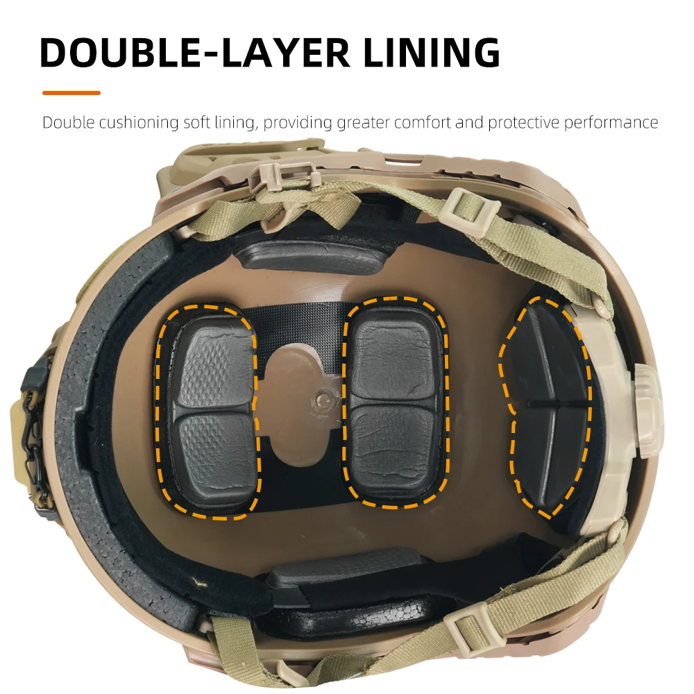 BOOIU Fast Tactical Helmet Adjustable Knob ABS High Cut Guide Rail Damping Protective Helmet Outdoor Airsoft Military Helmets