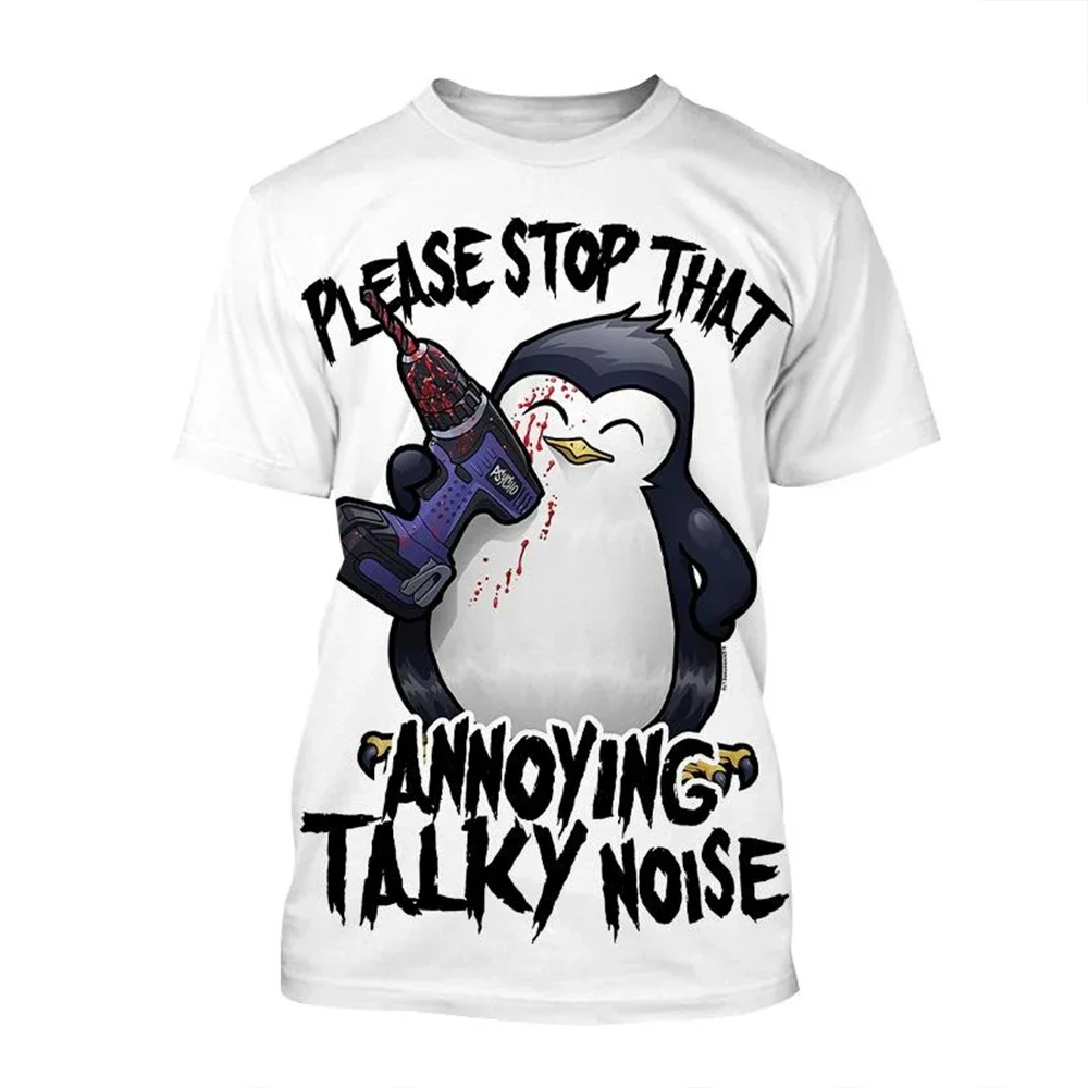 

Hot sale new Psycho Penguin 3D printed T-shirt funny animal short sleeve summer fashion crazy penguin neutral kids casual top