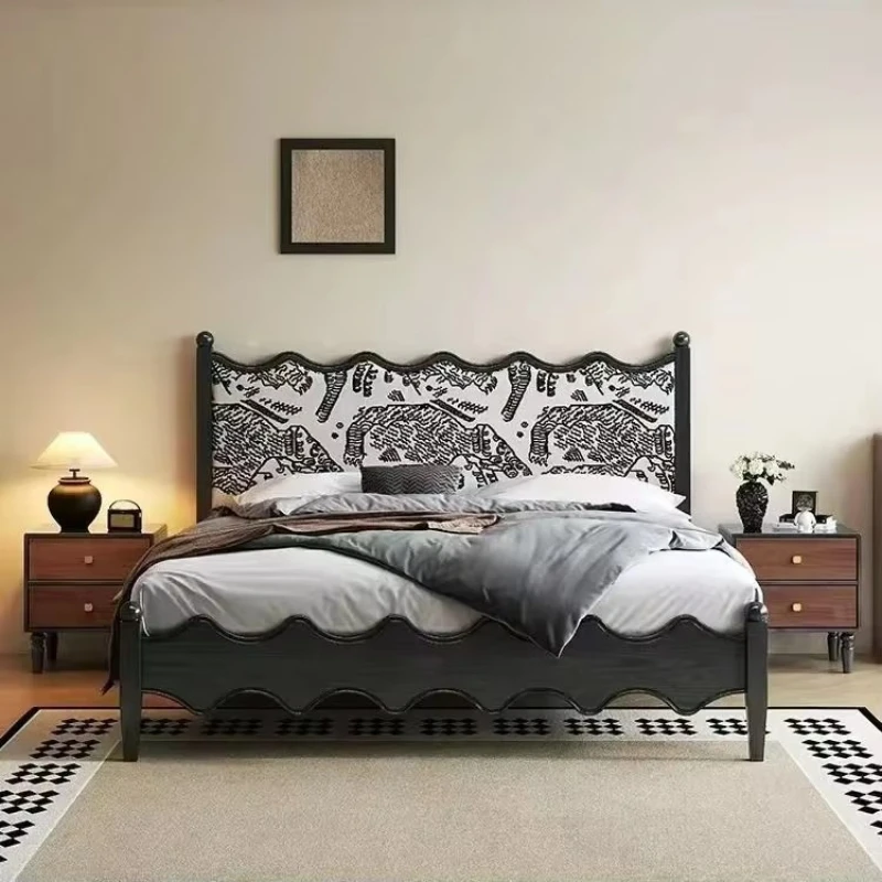 

American retro modern 1.5m 1.8m solid wood bed