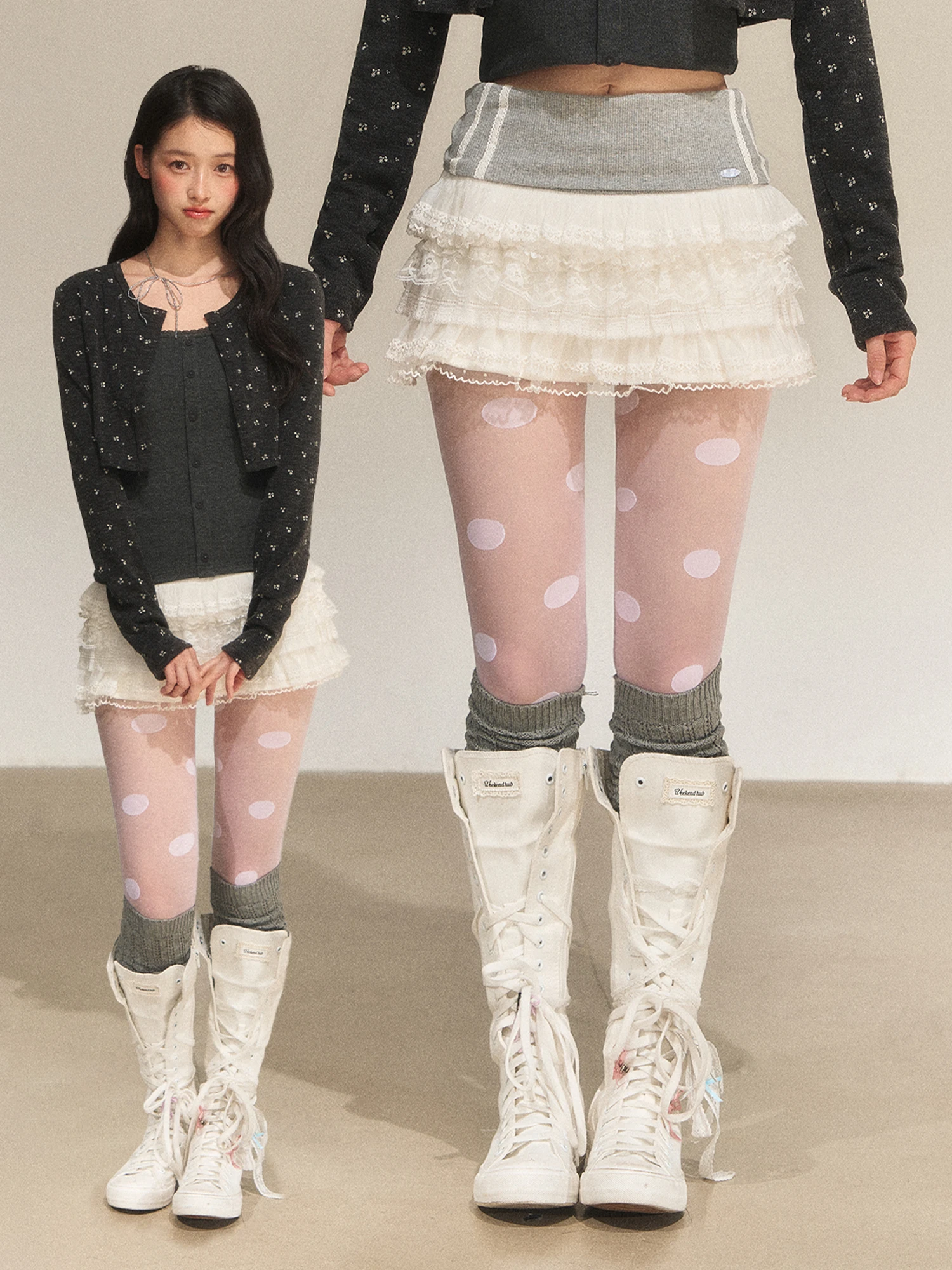 

Wedhub Korean Sle Ruffle Lace ort Skirt Women's Autumn Winter New Sweet High Waist Puffy Skirt Color Blo Cake Skirt