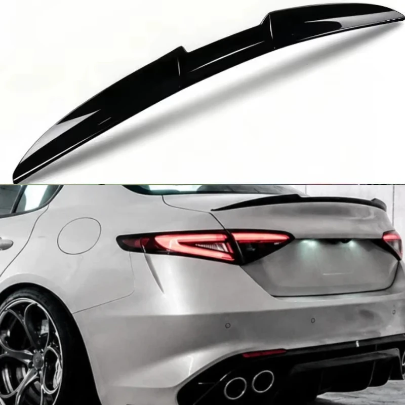 Rear Trunk Lip Spoiler Roof Tail Wing Adjustable For Al-fa Romeo Giulia 2017-2024 Deflector Splitter Diffuser Body Kit Black