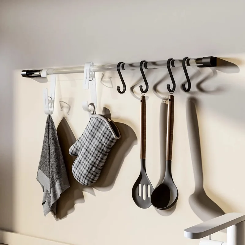 

Настенные крючки для кухни, акриловые зажимы-органайзер, подвесная полка для хранения без повреждений, стержень для монтажных зажимов на кухонной стене