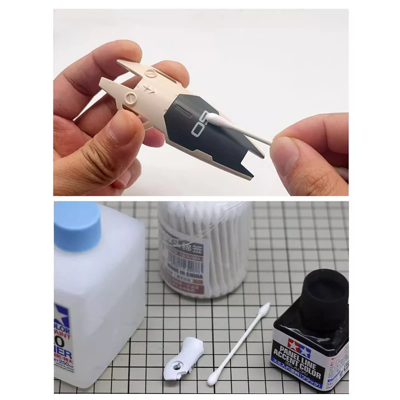 Ms077 100 peças ponta pontiaguda ponta redonda cotonetes de algodão de ponta dupla artesanato modelo ferramentas decalque linha de sangramento mais velho limpar