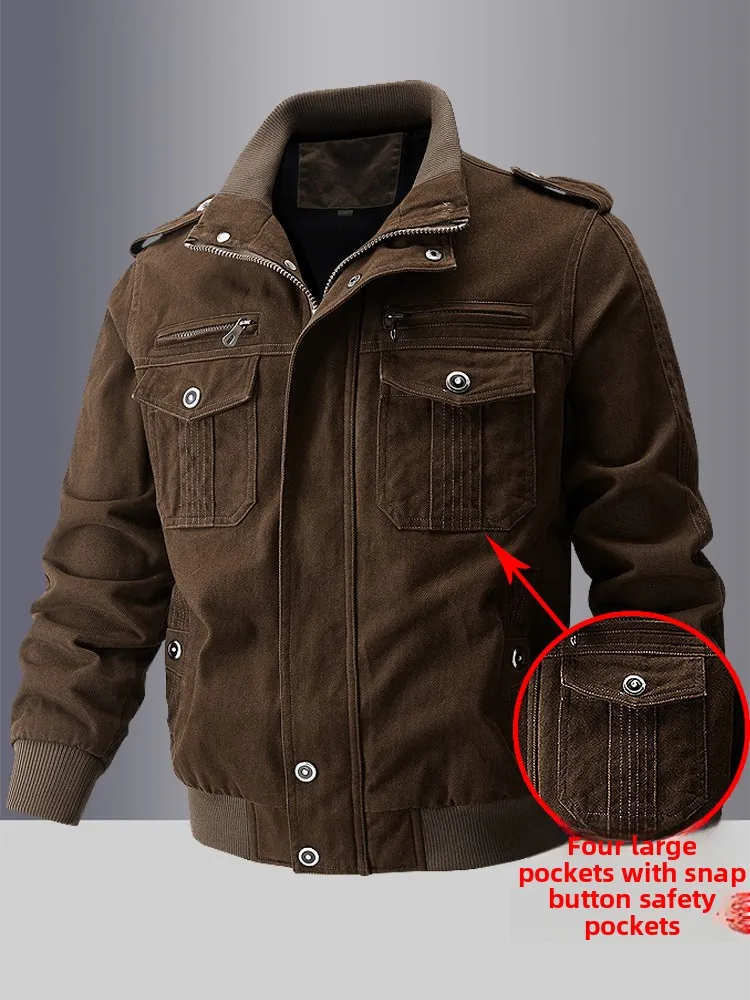 

Американская утепленная ретро-куртка-пилот для мужчин, повседневная рабочая одежда, верхняя одежда с множеством карманов, деловая, для джентльменов, хлопковая