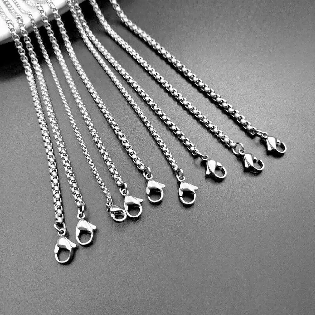 Rope Chain Box Necklace Stainless Steel Chains Link Necklace 50cm 70cm 55cm Never Necklaces Rub Jewelry Pendant DIY 60cm Of Q1X5