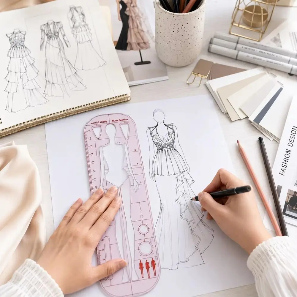 Plastic Figure Template Ruler Female Figure Dynamic Poses Clothing Design Ruler Ruler Scale Figure Outlines Drawing Tool