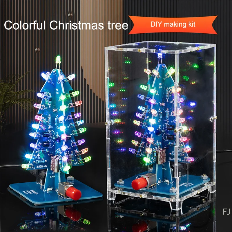 

Улучшите свои навыки с помощью наборов «сделай сам» для рождественской елки. Светодиодная многоцветная 3D-электронная электроника.