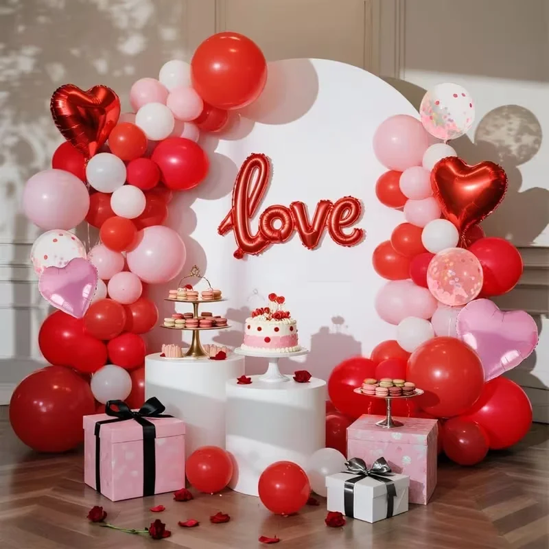 154 Teile/satz Rot Liebe Folien Ballons Bogen Girlande Kit für Hochzeit Valentinstag Party Dekoration Engagement Air Globos Liefert