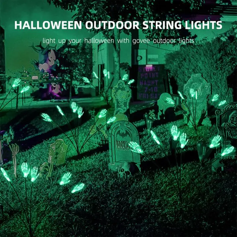 

Halloween Solar Garden Lights 2X Waterproof Pathway Stake Lights Scary Halloween Decorations For Yard Path Walkway Driveway Lawn