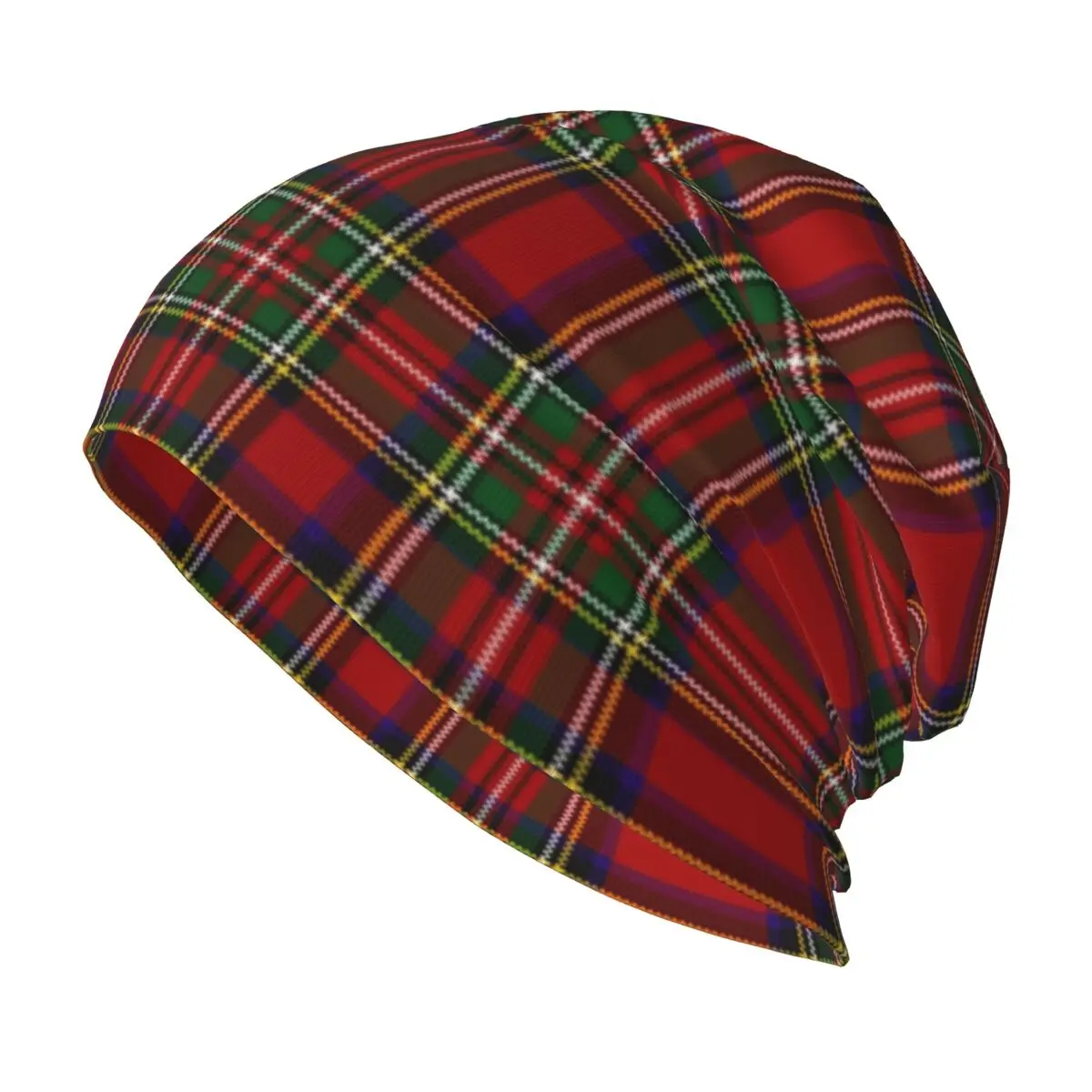 Custom Modern Classic Red Tartan Skullies Beanies Caps Unisex Outdoor Winter Warm Knit Hat Adult Fashion Plaid Check Bonnet Hats