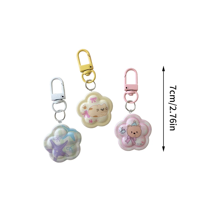 Porte-clés Kawaii imprimé fleur de dessin animé, pendentif créatif, mode exquise, accessoires de décoration de sac à dos, cadeaux