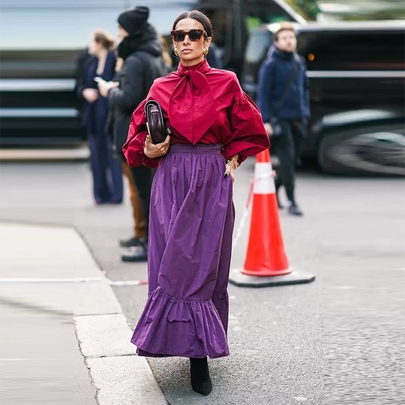 

Purple Satin Long Skirts Women Wedding Party Formal Wear Lady Mermaid Skirt Custom Made Color Size Skirts
