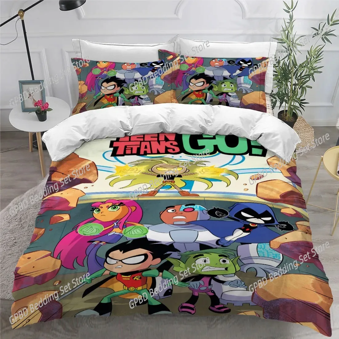 

Teen Titans Go Bedding Set Single Twin Full Queen King Size Anime Bed Set Aldult Kid Bedroom Duvet cover Sets 3D Print Anime