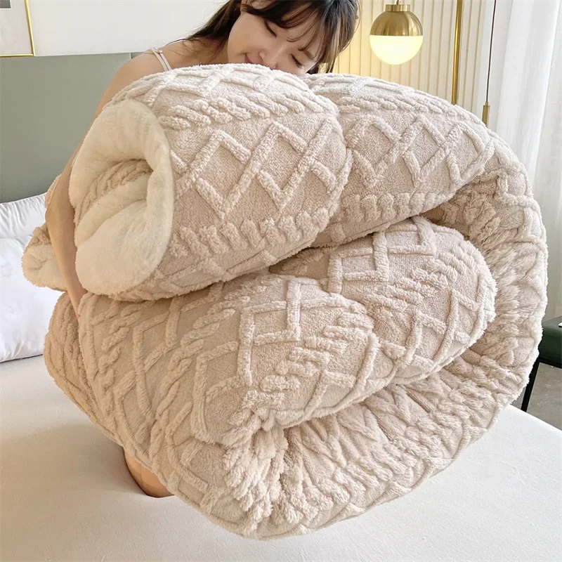 Winter New Super Thick Warm Blanket for Bed Artificial Imitation Lamb Weighted Blankets Soft Comfortable Warmth Quilt Comforter