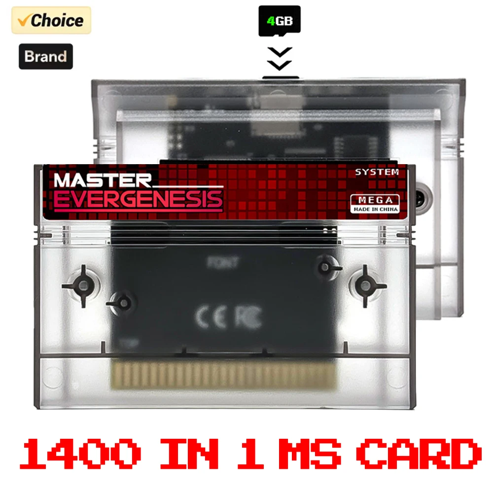 Cartucho de juego ED MS 1400 en 1, tarjeta Flash Master System con tarjeta TF de 4GB para consola de videojuegos SEGA Master System USA EUR de 8 bits