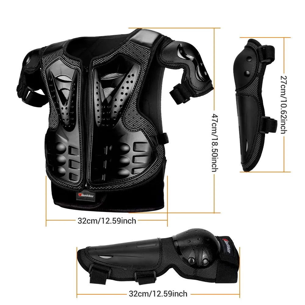 

Motorcycle Armor Vest Protection Motocross Body Armor Jacket Protective Armors Riding Kneepads Moto Full Armor For Children