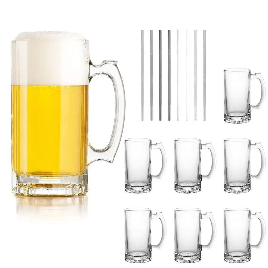 

Beer Mugs Set,Glass Mugs With Handle 16oz,Large Beer Glasses For Freezer,Beer Cups Drinking Glasses 500ml,Pub Drinking Mugs Stei