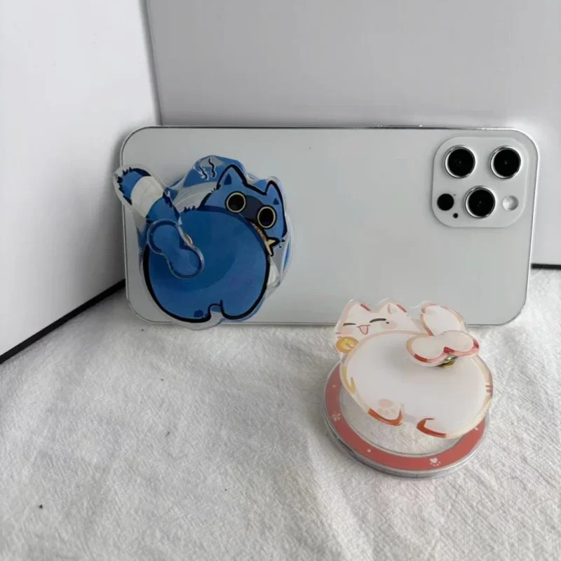 

Funny Cute Cartoon Kitten Rotate Magsafe Griptok Phone Holder Stand Support for IPhone 17 Foldable Wireless Charging Case Stand