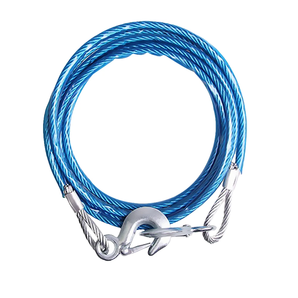 

1pc Synthetic 4M Trailer Rope Sturdy Steel Wire Premium Hooks Safe Strong SUV Truck Hauling Rope Use Vibration