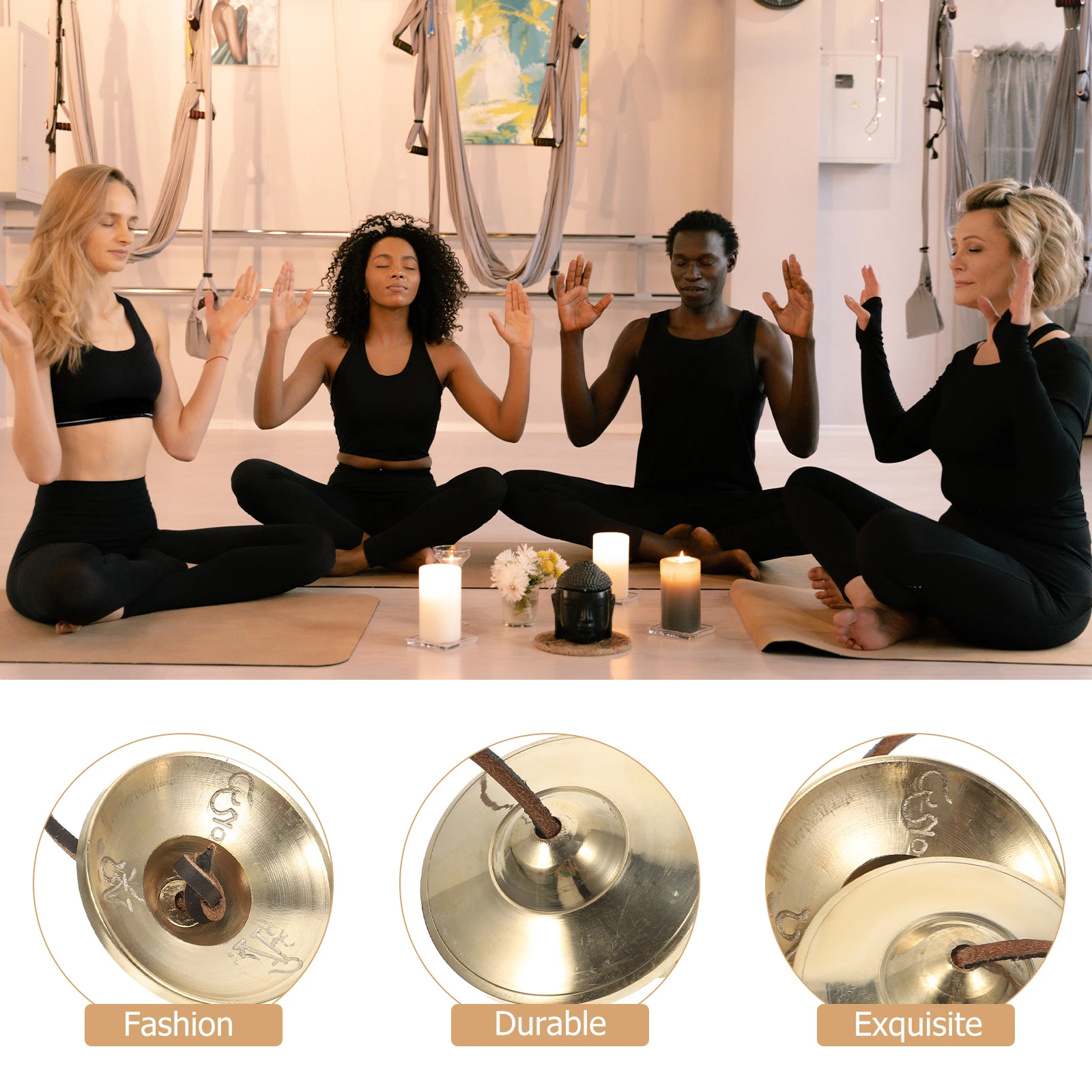 

Musical Bells Percussion Instrument H made Copper Cymbals Bell Religious Ceremony Yoga Tibetan Vintage Chime Decor