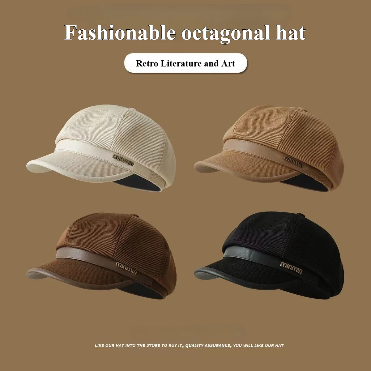 Fashionable and Minimalist Beret, Retro and Versatile Painter's Beret, Women's Autumn and Winter Duck Tongue Hat, Octagonal Hat