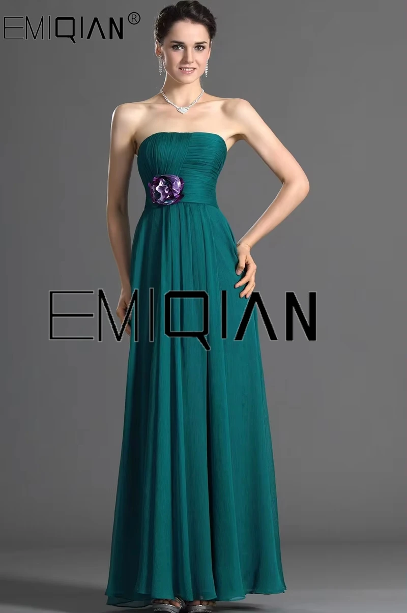 Customizable Strapless Empire Pleat Chiffon Formal Wedding Party Dress Bridesmaid Dresses Long Prom Dresses