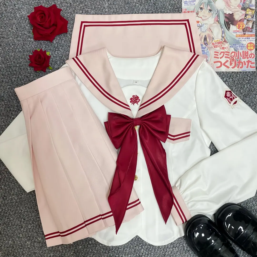 Traje de Marinero Coreano Rosa, Uniforme JK, Falda Plisada Japonesa, Atuendo de Marinero Universitario, Uniformes de Cosplay, Uniforme Escolar para Estudiantes de Secundaria