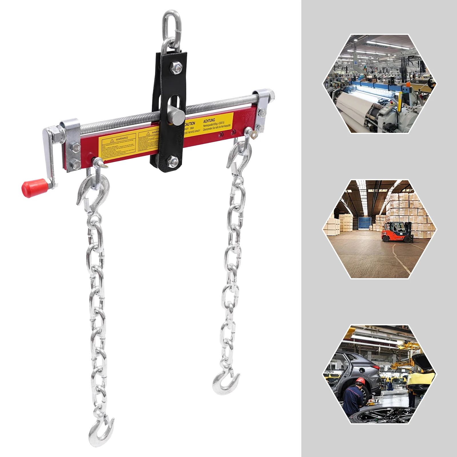 

Engine Load Leveler - 2000LBS Engine Hoist Accessory, Carbon Steel Galvanized+Plastic Spray, Adjustable Handle & 2 Chains