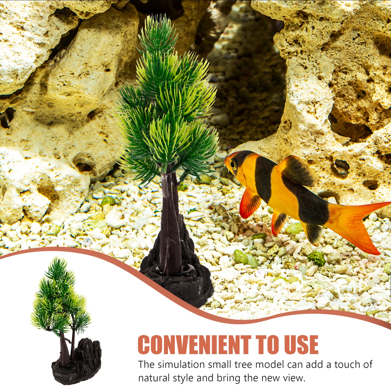 

Realistic Small Pine Tree Fish Tank Decoration Aquarium Fake Plant Simulation Tree Desktop Decor For Large Aquariums Water