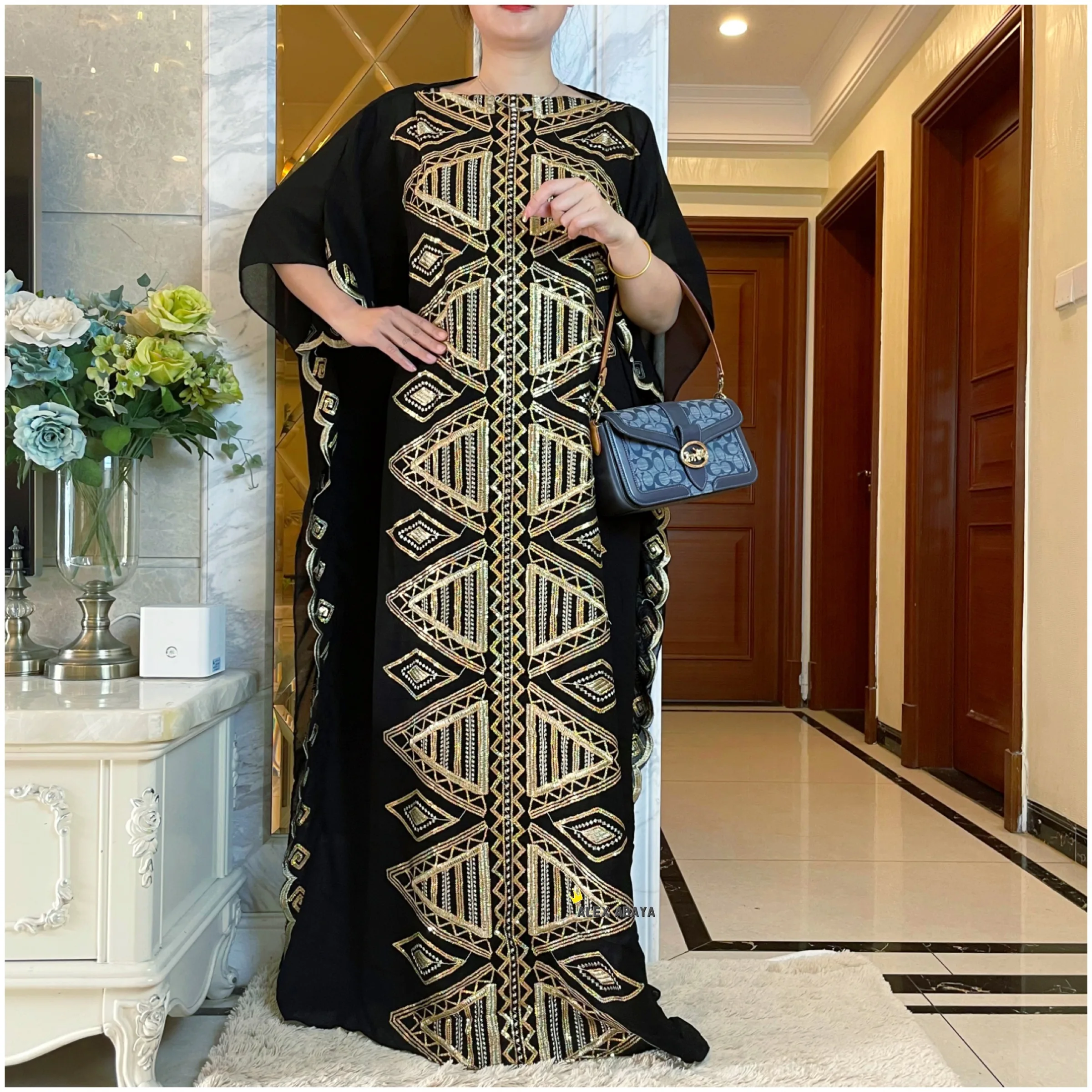 2023 Good Quality African Spring Dresses For Women Muslim Abaya Dubai  Sequins Embroidery Fashion Dress American Islam Clothing