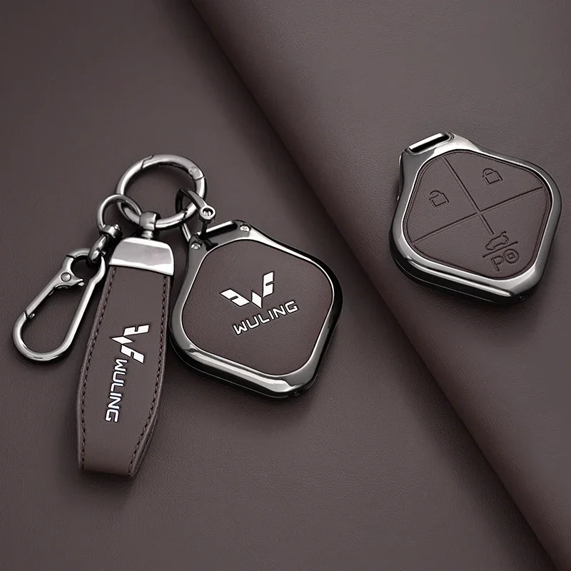 Zinc Alloy Car Key Case Cover Shell for SGMW Wuling BINGO Airev 2023 Baojun Kiwi EV Keychain Remote Cover Shell Fob Accessories 6