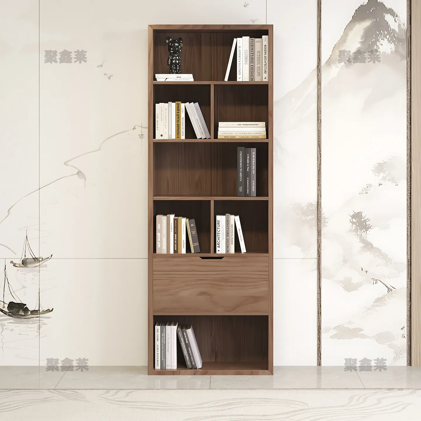

N-9 simple solid wood floor-to-ceiling bookcase free combination living room partition locker
