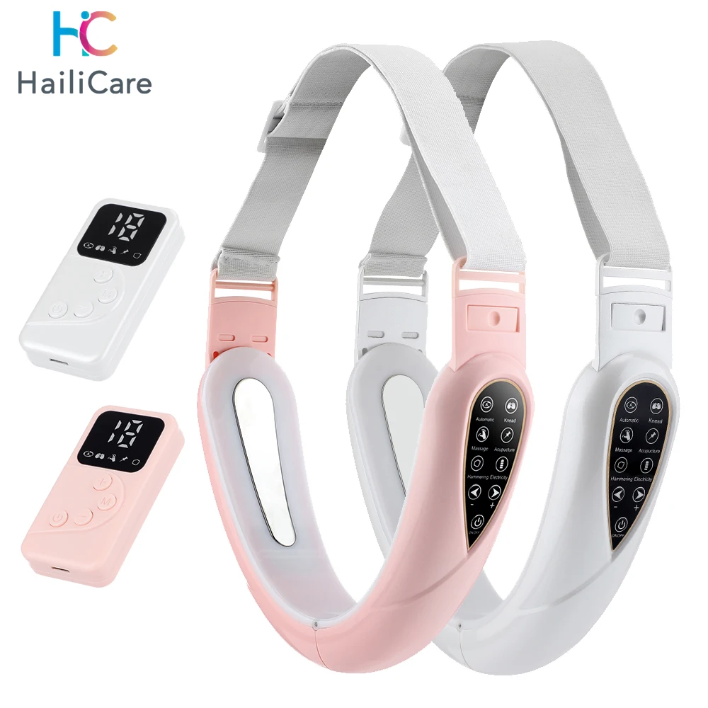 Dispositivo elettrico per il lifting del viso V-face Terapia fotonica a LED Microcorrente Rafforzamento della pelle Doppio mento Massaggiatore dimagrante viso EMS