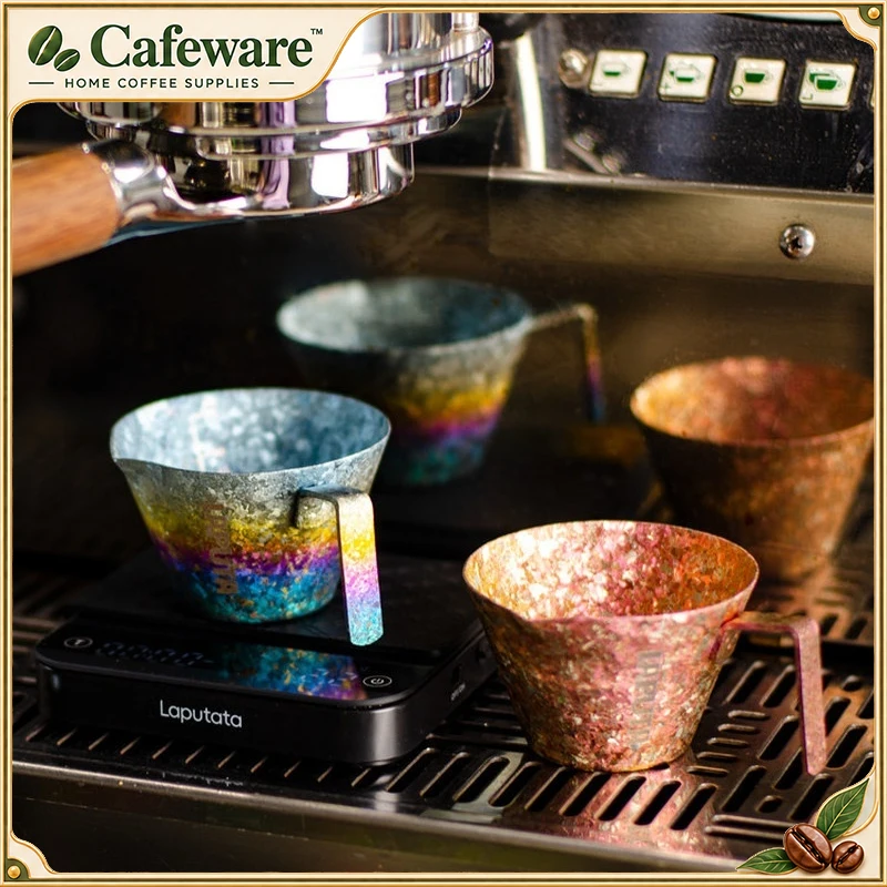 LAPUTA 90ML Pure Titanium Espresso Measuring Cup Coffee Extraction Receiving Cup Barista Coffee Making Tool