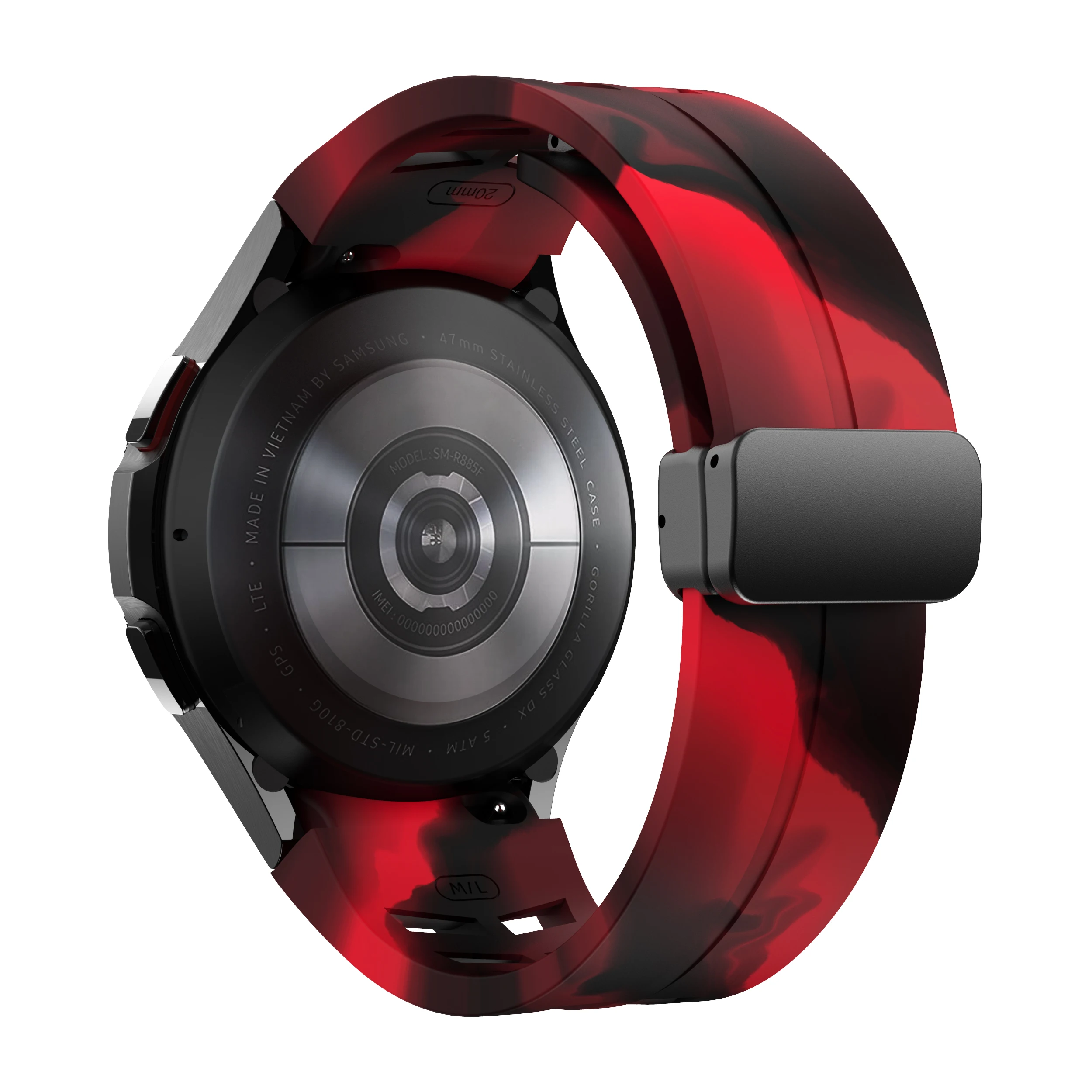 Armband für Samsung Galaxy Uhr 7 40mm 44mm atmungsaktive schwarz-rote Tarnung für Galaxien uhr fe 40mm 4 5 6 Magnetband