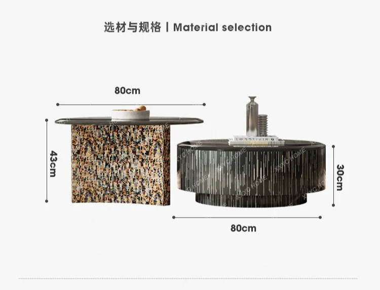 LD minimalist round coffee table combination living room creative tempered glass coffee table