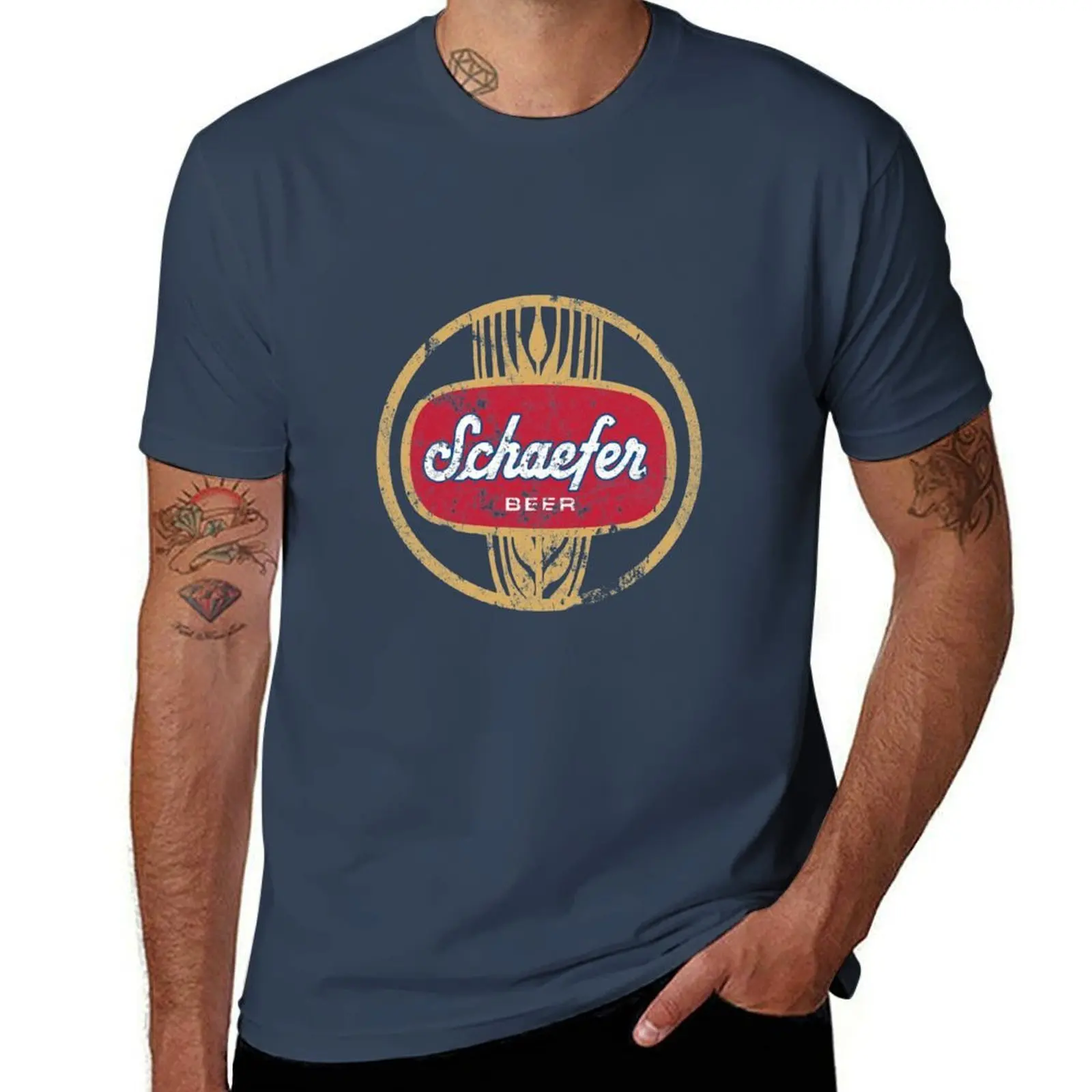 Schaefer Beer T-Shirt Basic Solid Color Casual Tee Shirt