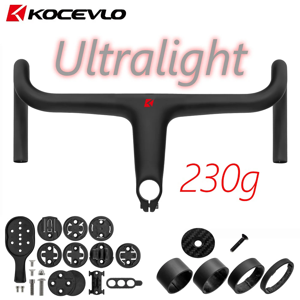 KOCEVLO bicicleta de carretera ultraligera 230g vástago de fibra de carbono manillar de bicicleta integrado para 28,6mm con espaciadores mango de ciclismo