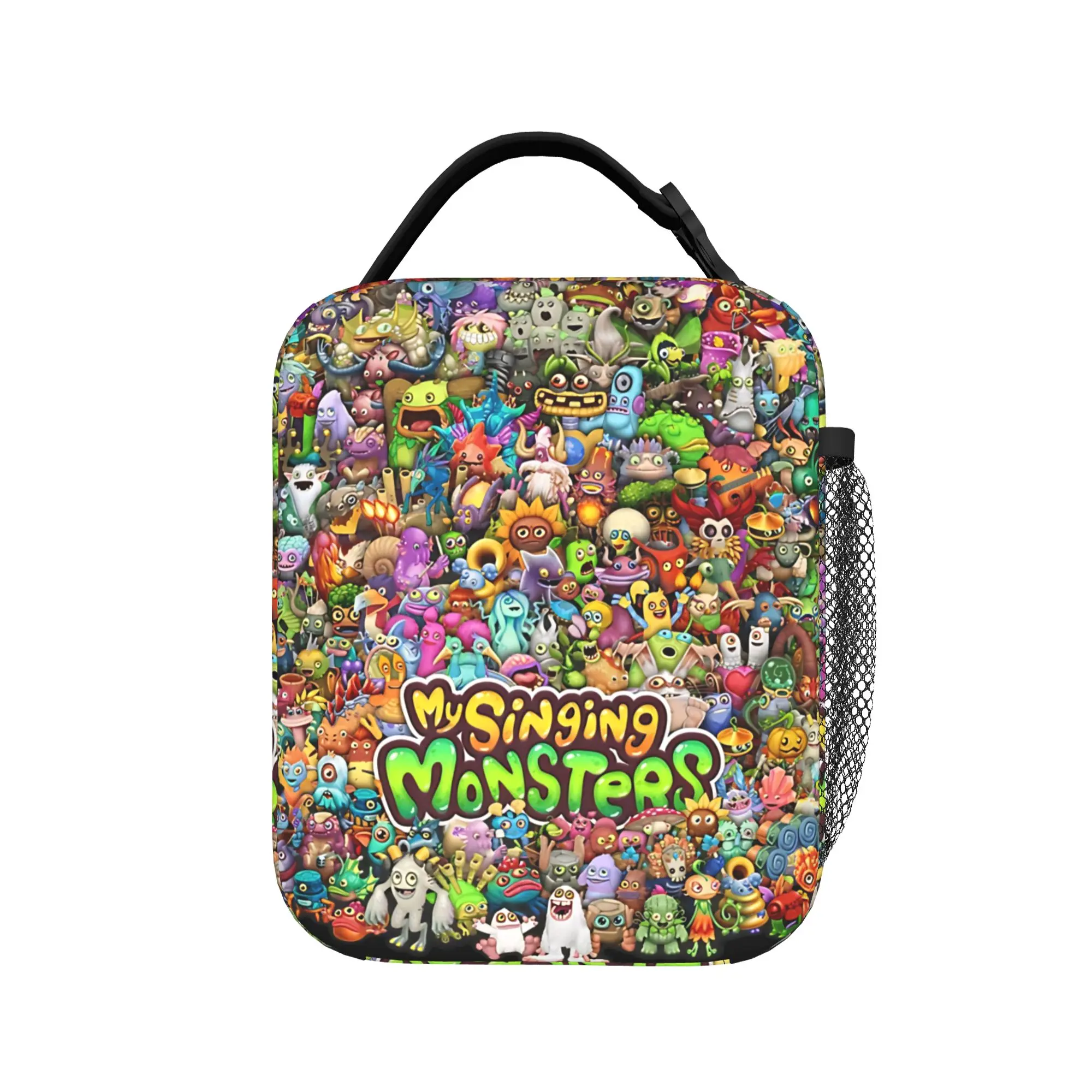 My Singing Monsters Characters Lunch Bag Office Portable Insulated Thermal Tote Handbags For Girls  Oxford Print Cooler Bag