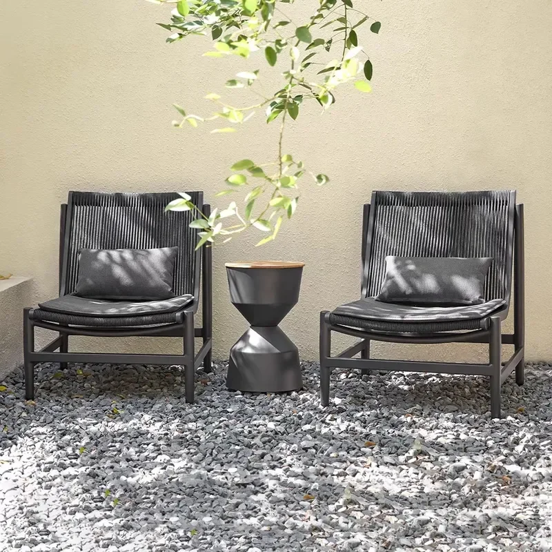 for Outdoor Sofa Garden Rattan Waterproof Leisure Backrest Sofa Chair Hotel Reception Minimalist Combination Table and Chair