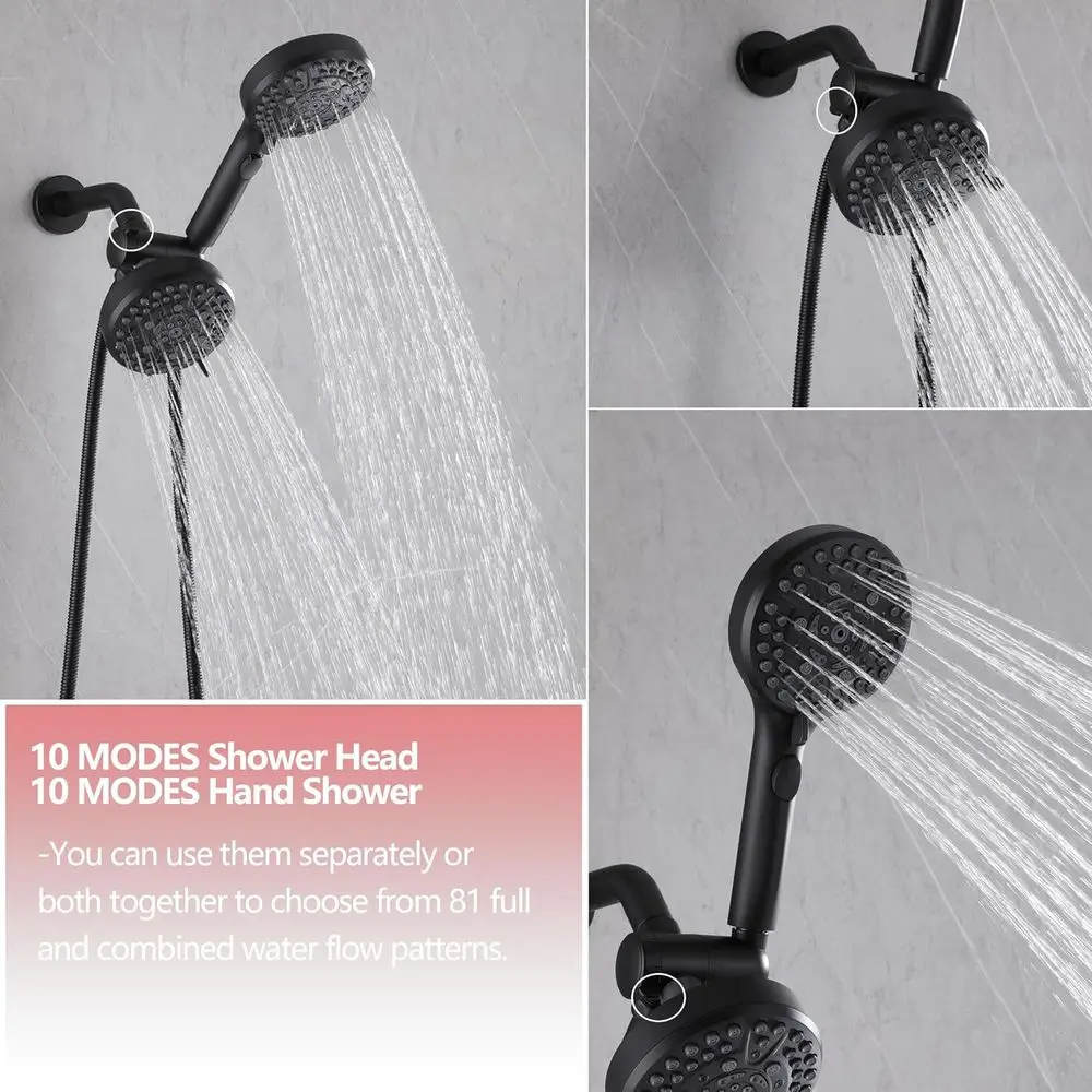 Matte Black Tub Shower Faucet Set with Spout, Trim Kit, and Valve for Bath